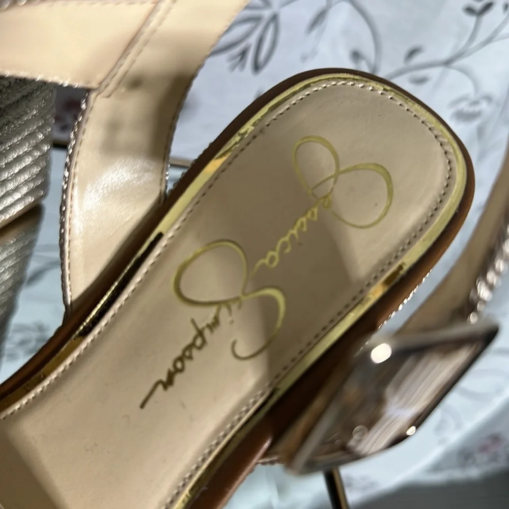 Jessica Simpson Metallic Silver Woven Platform Sandals